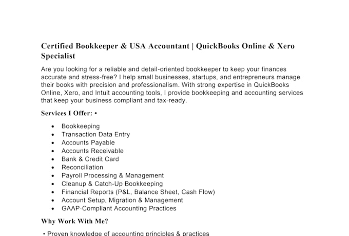 do bookkeeping and accounting by using quickbooks online